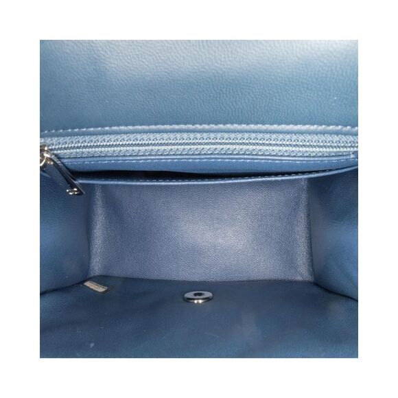 Pre Loved Chanel Mini Square Classic Lambskin Single Flap Women Blue Crossbody - Picture 4 of 8